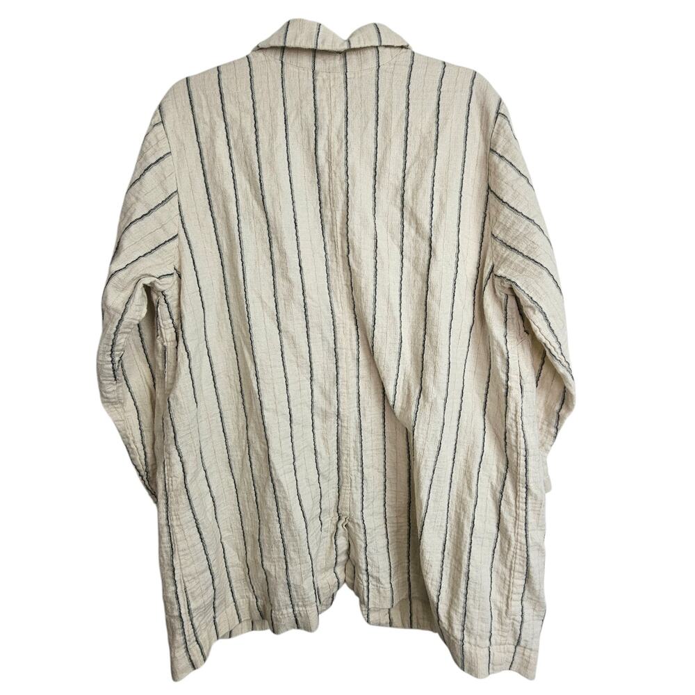 J. Jill Women Linen Cotton Striped Blazer Plus Size 1X Lagenlook Minimalist Open - Picture 8 of 9